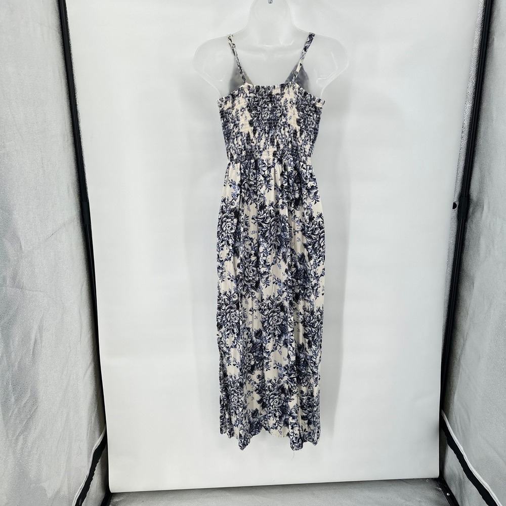 Boho Floral Maxi Sundress Small Front Cutout‎ Cottagecore Milkmaid Dress Coastal - Picture 4 of 10